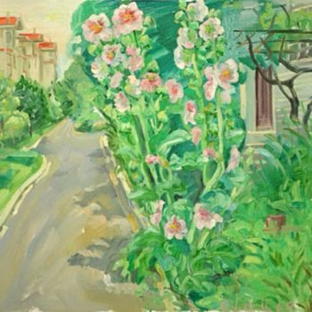 Pintura titulada "Hibiscus flower" por Shanlin Shu, Obra de arte original, Oleo
