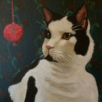 Peinture intitulée "New toy for the Cat" par Sharon Champion, Œuvre d'art originale, Acrylique Monté sur Châssis en bois