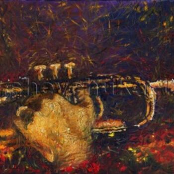 Painting titled "Jazz Miles Davis 01" by Yuriy Shevchuk, Original Artwork, Oil