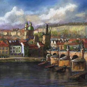 Peinture intitulée "Prague Panorama Cha…" par Yuriy Shevchuk, Œuvre d'art originale, Huile