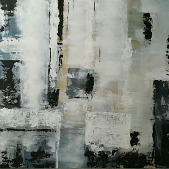Painting titled "Abstraccion en negro" by Mercedes Gordo, Original Artwork, Oil Mounted on Wood Panel