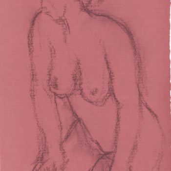 Tekening getiteld "CH03 Femme Nue Accr…" door Amos Zelikson, Origineel Kunstwerk, Houtskool