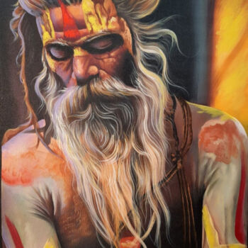 Painting titled "Indian Original Sad…" by Shree Krishnam Arts Manish Vaishnav, Original Artwork, Acrylic