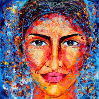 Картина под названием "The Enigmatic Smile" - Shveta Saxena, Подлинное произведение искусства, Акрил