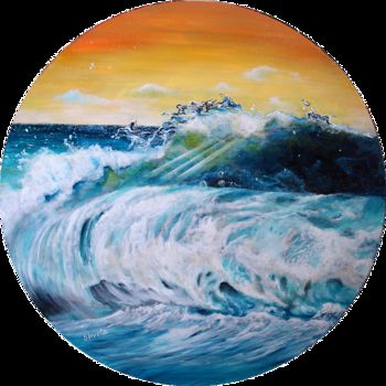 Картина под названием "Blue Surf" - Shveta Saxena, Подлинное произведение искусства, Акрил
