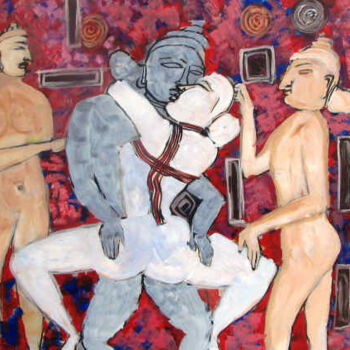 Pintura intitulada "Kajuraho" por Sid Katragadda, Obras de arte originais