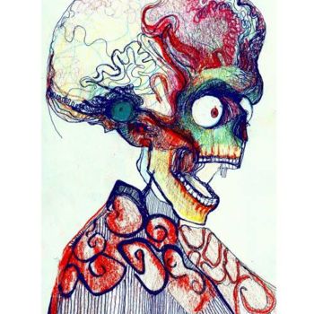 Dessin intitulée "Mars Attacks" par Silvia Ruiz-Poveda, Œuvre d'art originale, Crayon