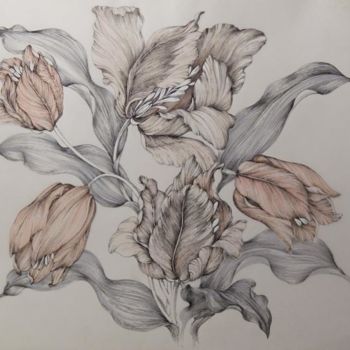 Painting titled "tulipani" by Silvia Benfenati, Original Artwork, Other
