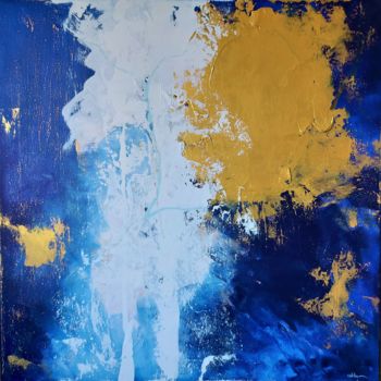 Painting titled "Abstract Gold" by Silvia Ene, Original Artwork, Acrylic Mounted on Wood Panel