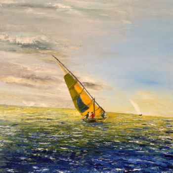 Peinture intitulée "balade sur mer" par Silvino De Macedo, Œuvre d'art originale, Huile
