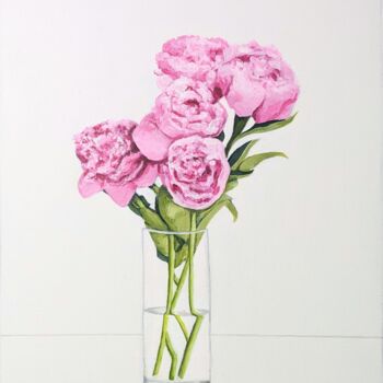 Painting titled "Fleurs" by Simon Algayon, Original Artwork, Acrylic Mounted on Wood Panel