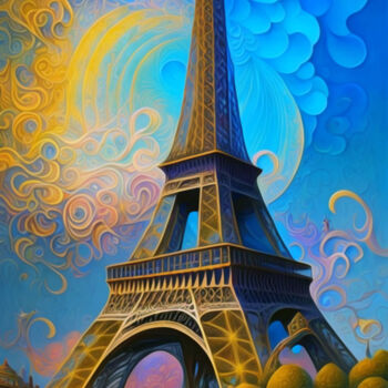 Digital Arts με τίτλο "paris eiffel tower" από Simon Levin, Αυθεντικά έργα τέχνης, Ψηφιακή ζωγραφική