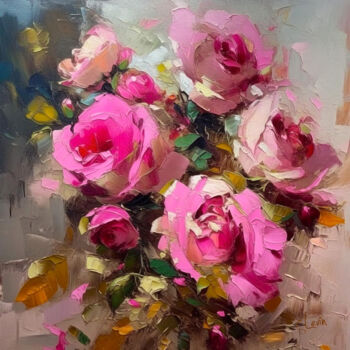 Arts numériques intitulée "roses rond de jambe" par Simon Levin, Œuvre d'art originale, Peinture numérique