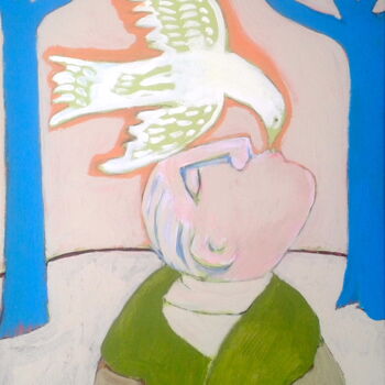 Painting titled "man & bird" by Simon Taylor, Original Artwork