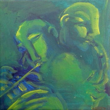 Pintura intitulada "jazz-green" por Simon Taylor, Obras de arte originais
