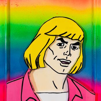 "He-Man real life" başlıklı Tablo Simone De Rosa tarafından, Orijinal sanat, Akrilik Ahşap panel üzerine monte edilmiş