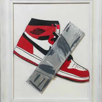 Sculpture intitulée "Best Sneakers VS Ca…" par Simone De Rosa, Œuvre d'art originale, Acrylique Monté sur Panneau de bois