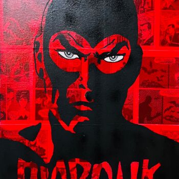 Painting titled "Red Diabolik" by Simone De Rosa, Original Artwork, Acrylic Mounted on Wood Stretcher frame