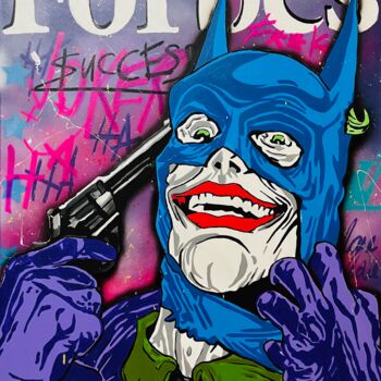 Painting titled "Crazy life - Joker…" by Simone De Rosa, Original Artwork, Acrylic Mounted on Wood Stretcher frame