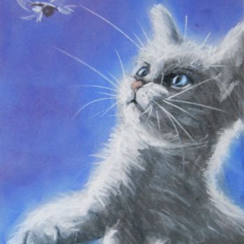 Painting titled "chaton1" by Simonetti  Dit Sm, Original Artwork, Pastel