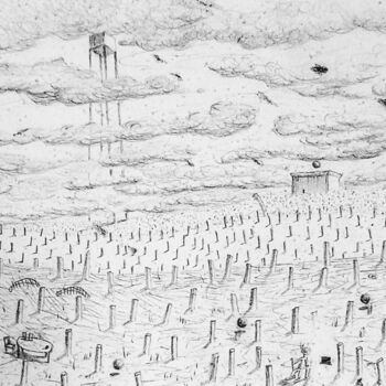Drawing titled "Wilbur's Tomb" by Simpson, Original Artwork, Pencil Mounted on Cardboard
