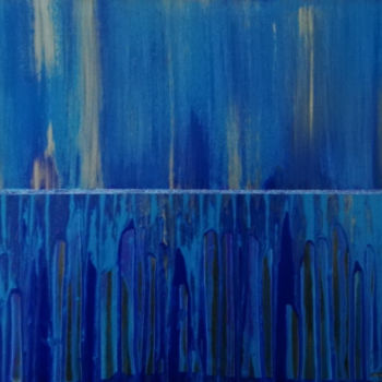 「Blue cascade #artis…」というタイトルの絵画 Sissi.Bによって, オリジナルのアートワーク, アクリル ウッドストレッチャーフレームにマウント