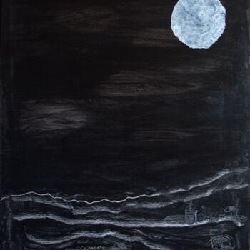 Painting titled "Lune 80x100" by Slem, Original Artwork, Acrylic