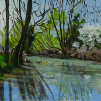 Painting titled "canal-printanier.jpg" by Sylvestre Leonard, Original Artwork, Acrylic