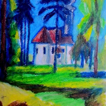 Painting titled "Parc de la ville Ze…" by Slobodan Spasojevic (Spaki), Original Artwork, Pastel
