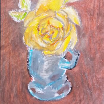 Painting titled "Jeune rose" by Slobodan Spasojevic (Spaki), Original Artwork, Pastel