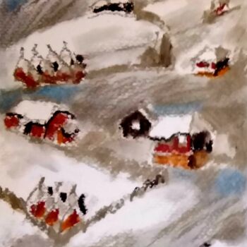 Painting titled "La neige de l'annee…" by Slobodan Spasojevic (Spaki), Original Artwork, Pastel