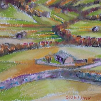 Painting titled "Paysage karstique" by Slobodan Spasojevic (Spaki), Original Artwork, Pastel