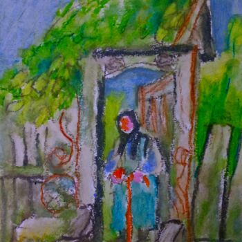 Peinture intitulée "A la porte" par Slobodan Spasojevic (Spaki), Œuvre d'art originale, Pastel
