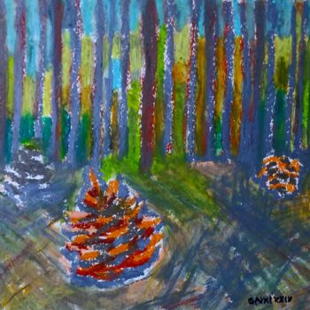 Pintura titulada "Pommes de pin:pinol" por Slobodan Spasojevic (Spaki), Obra de arte original, Pastel