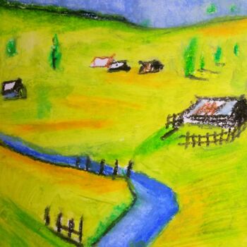Pintura intitulada "Pateau/paysage de m…" por Slobodan Spasojevic (Spaki), Obras de arte originais, Pastel