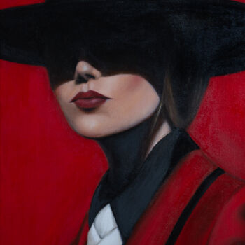 Painting titled "Lady in red I" by Sneja Malinovskaya, Original Artwork, Oil