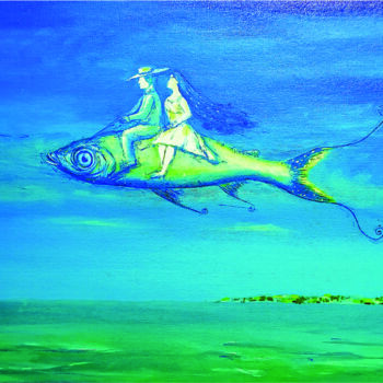Peinture intitulée "Im Flug" par Sofia Gutierrez, Œuvre d'art originale, Encre Monté sur Autre panneau rigide