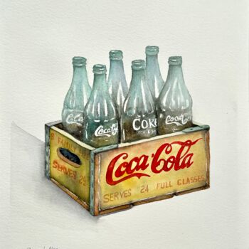 Painting titled "CocaCola" by Sofiia Kulichkova (Sonjakul), Original Artwork, Watercolor