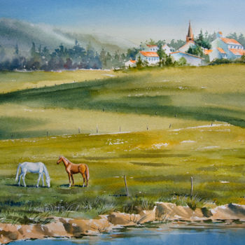 Картина под названием "pastorale.jpg" - Sofya Demskaya, Подлинное произведение искусства, Акварель