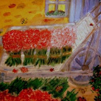Peinture intitulée "récolte de fleurs" par Soisic, Œuvre d'art originale, Huile