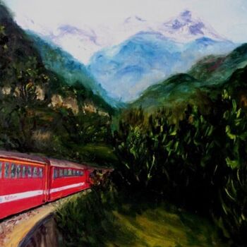 Malerei mit dem Titel "Bernina Express" von Solange Esposito (SEsposito), Original-Kunstwerk, Öl