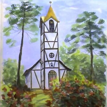 Pintura intitulada "Chiesa in Germania" por Solange Esposito (SEsposito), Obras de arte originais, Aquarela