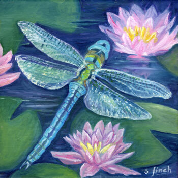 Pintura titulada "Spirit of Dragonfly" por Sonia Finch, Obra de arte original, Oleo Montado en Bastidor de camilla de madera