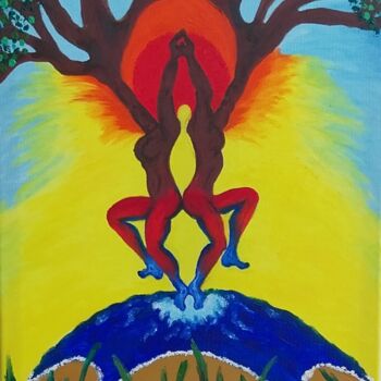 Painting titled "Arbre de vie" by Sonia Verin, Original Artwork, Oil