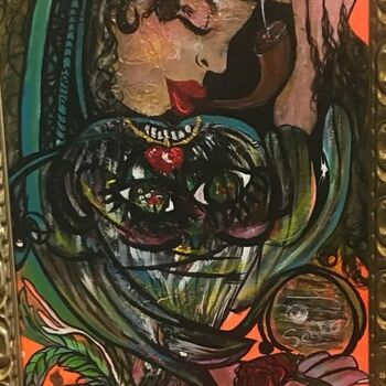 Malerei mit dem Titel "La Magicienne" von Sonia Weber (Sonia la Cubana), Original-Kunstwerk, Acryl Auf Keilrahmen aus Holz m…