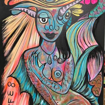 Painting titled "Le poids sur la con…" by Sonia Weber (Sonia la Cubana), Original Artwork, Acrylic Mounted on Wood Stretcher…