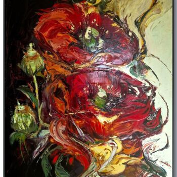 Schilderij getiteld "POPPIES" door Sonja Brzak, Origineel Kunstwerk, Olie