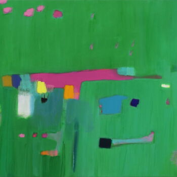 Painting titled "Groene Weide" by Sophia Heeres, Original Artwork, Acrylic Mounted on Aluminium