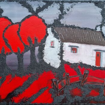 Peinture intitulée "Les arbres rouges" par Sophie Ackermann, Œuvre d'art originale, Acrylique