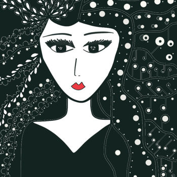 Grafika cyfrowa / sztuka generowana cyfrowo zatytułowany „Woman with stars” autorstwa Sophie Di Malta, Oryginalna praca